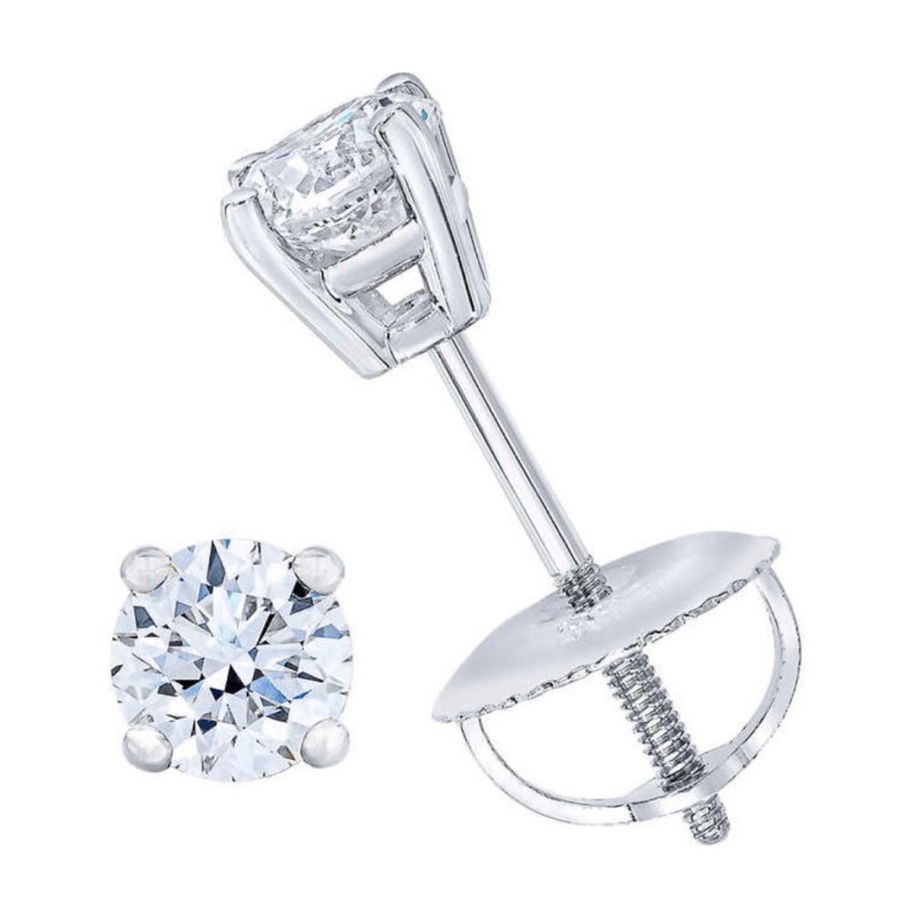 Genuine Diamond Stud Earrings, .48ct Total Weight, 14kt White Gold